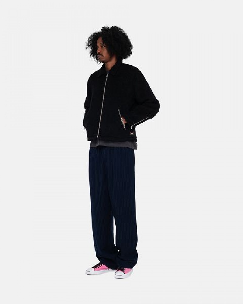 Navy Stussy Beach Wool Stripe Pants | 7639GUKLP