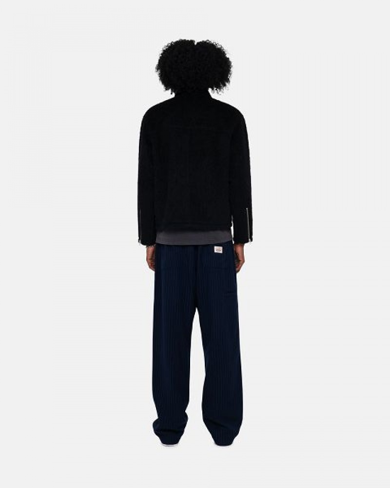 Navy Stussy Beach Wool Stripe Pants | 7639GUKLP