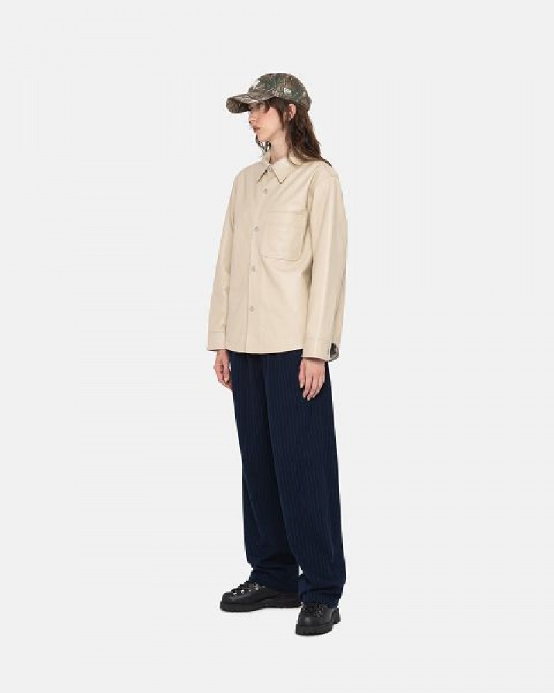 Navy Stussy Beach Wool Stripe Pants | 7639GUKLP