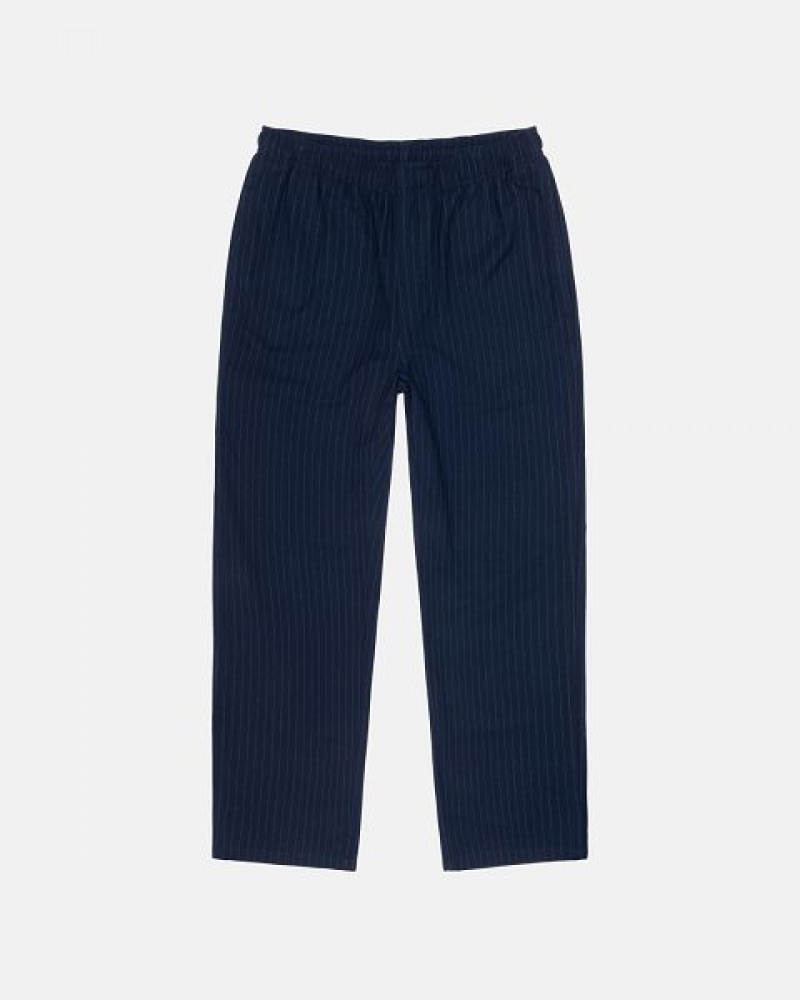 Navy Stussy Beach Wool Stripe Pants | 7639GUKLP