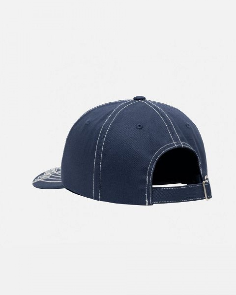 Navy Stussy Low Pro Basic Stitch Strapback Caps | 3956AGRXN