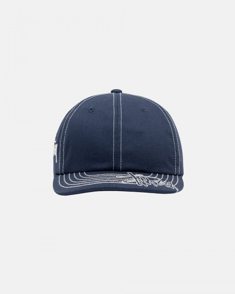 Navy Stussy Low Pro Basic Stitch Strapback Caps | 3956AGRXN