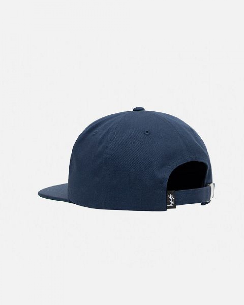 Navy Stussy Mid-depth Basic Strapback Caps | 6295ZTRGL