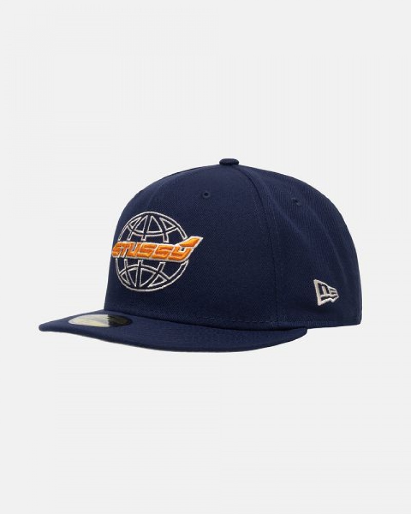 Navy Stussy New Era 59fifty Airplane Caps | 2953SKIFQ