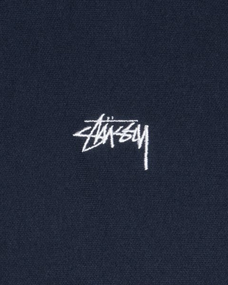 Navy Stussy Stock Logo Hoodie | 9340QNLPK