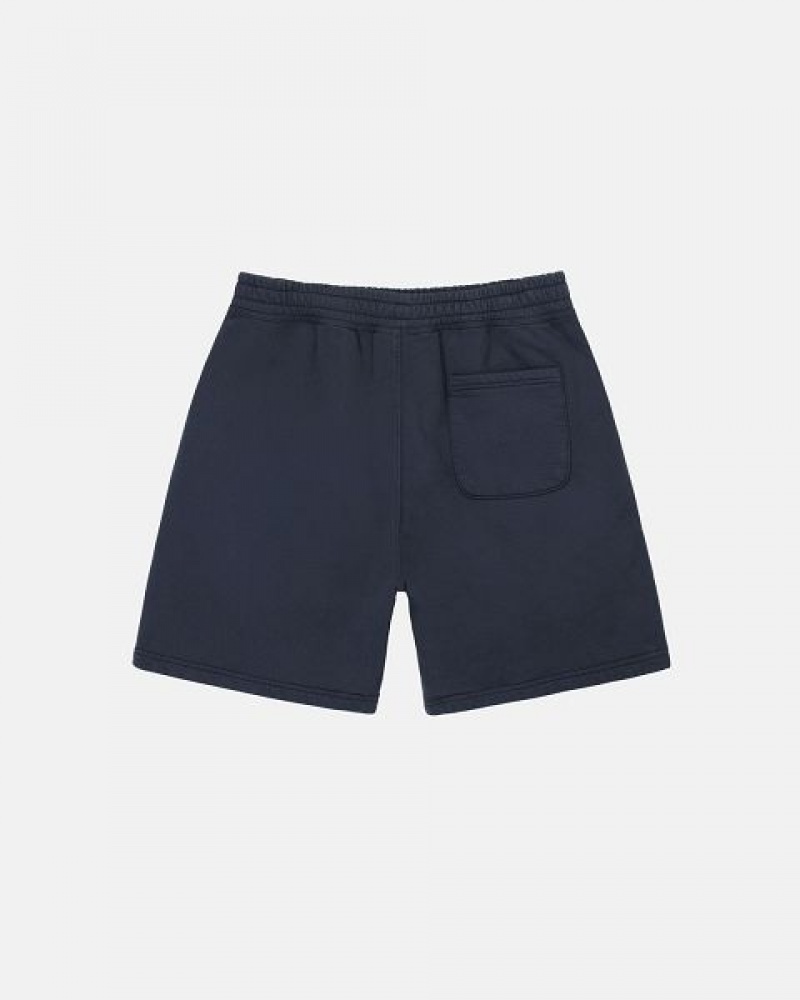 Navy Stussy Stock Logo Sweats Shorts | 8305WPCRE