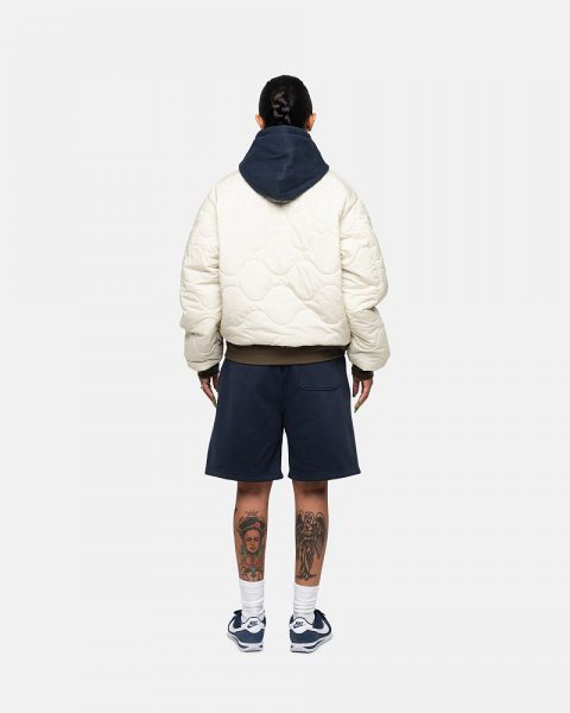 Navy Stussy Stock Logo Sweats Shorts | 8305WPCRE