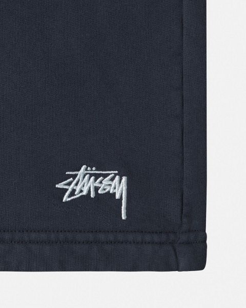 Navy Stussy Stock Logo Sweats Shorts | 8305WPCRE