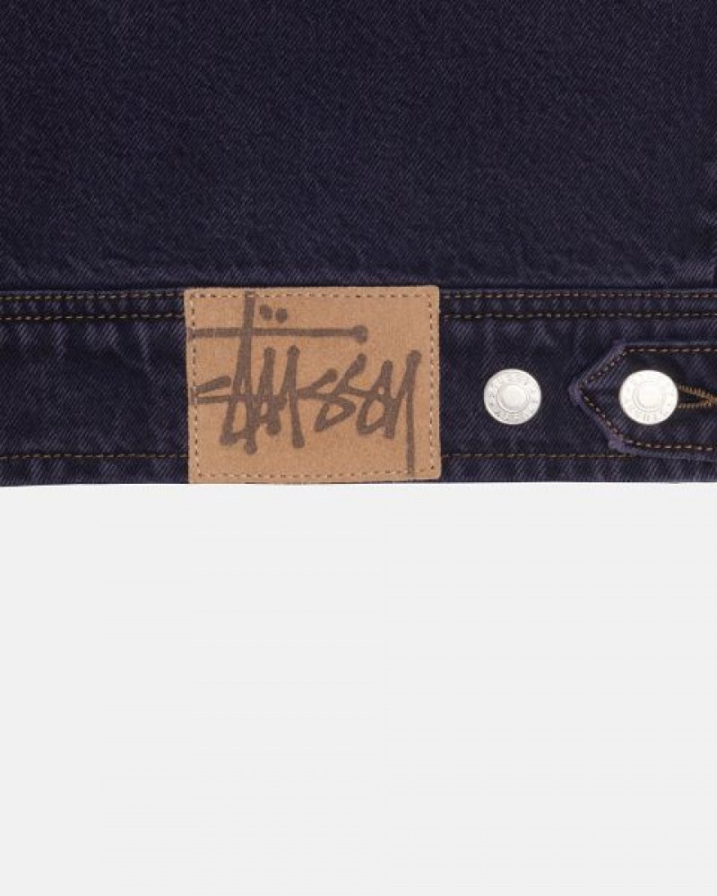 Navy Stussy Zip Work Denim Jackets | 6094WDMFB