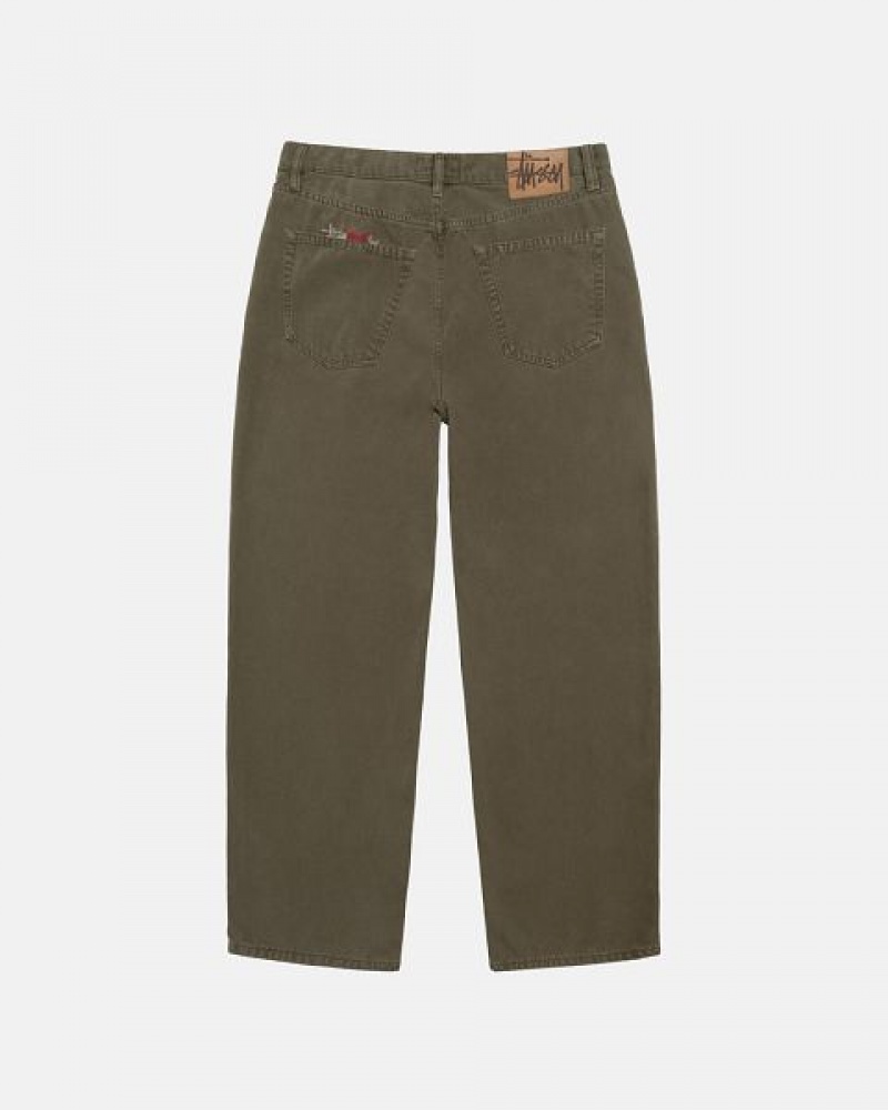 Olive Stussy Big Ol' Washed Canvas Jeans | 7126OPDUK