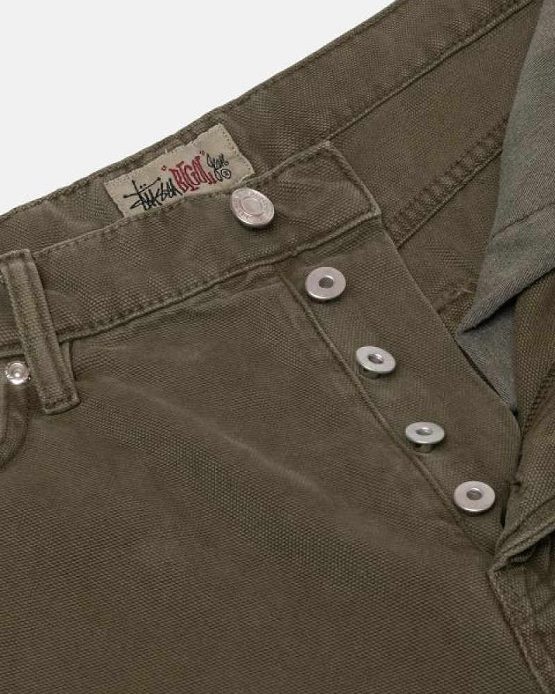 Olive Stussy Big Ol' Washed Canvas Jeans | 7126OPDUK