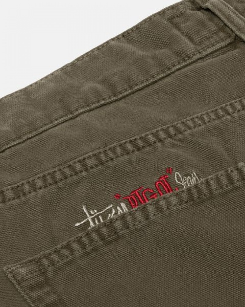 Olive Stussy Big Ol' Washed Canvas Jeans | 7126OPDUK