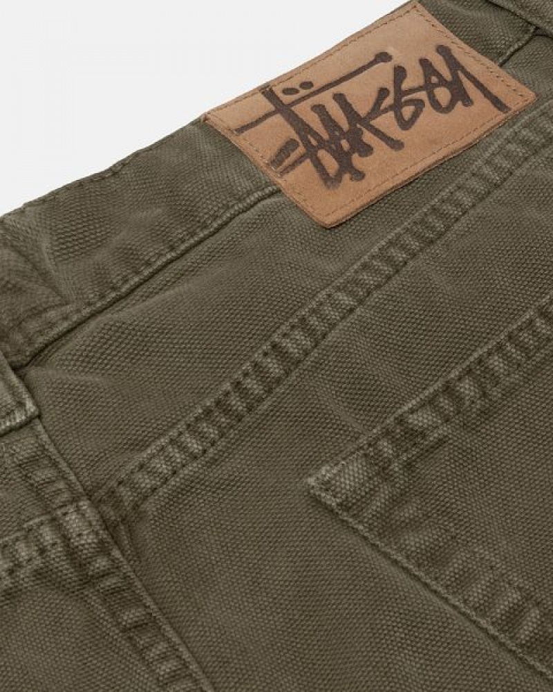 Olive Stussy Big Ol' Washed Canvas Jeans | 7126OPDUK