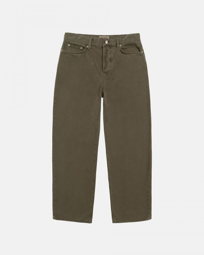 Olive Stussy Big Ol\' Washed Canvas Jeans | 7126OPDUK