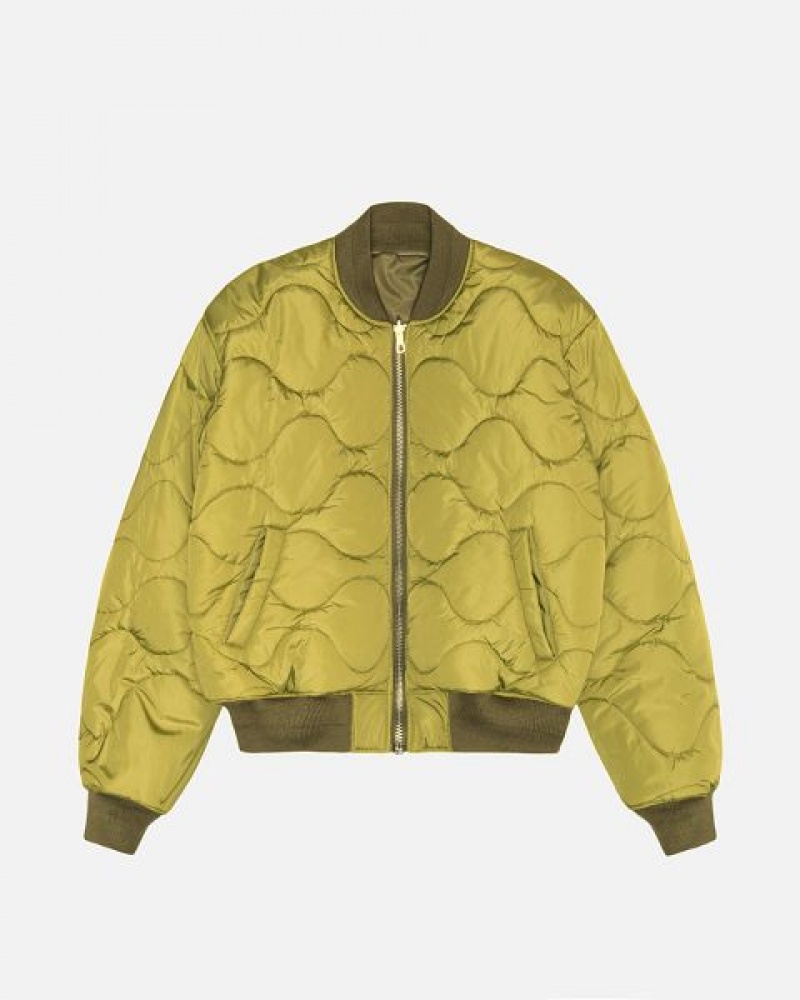 Olive Stussy Built Reversible Bomber Jackets | 8210OWRYV