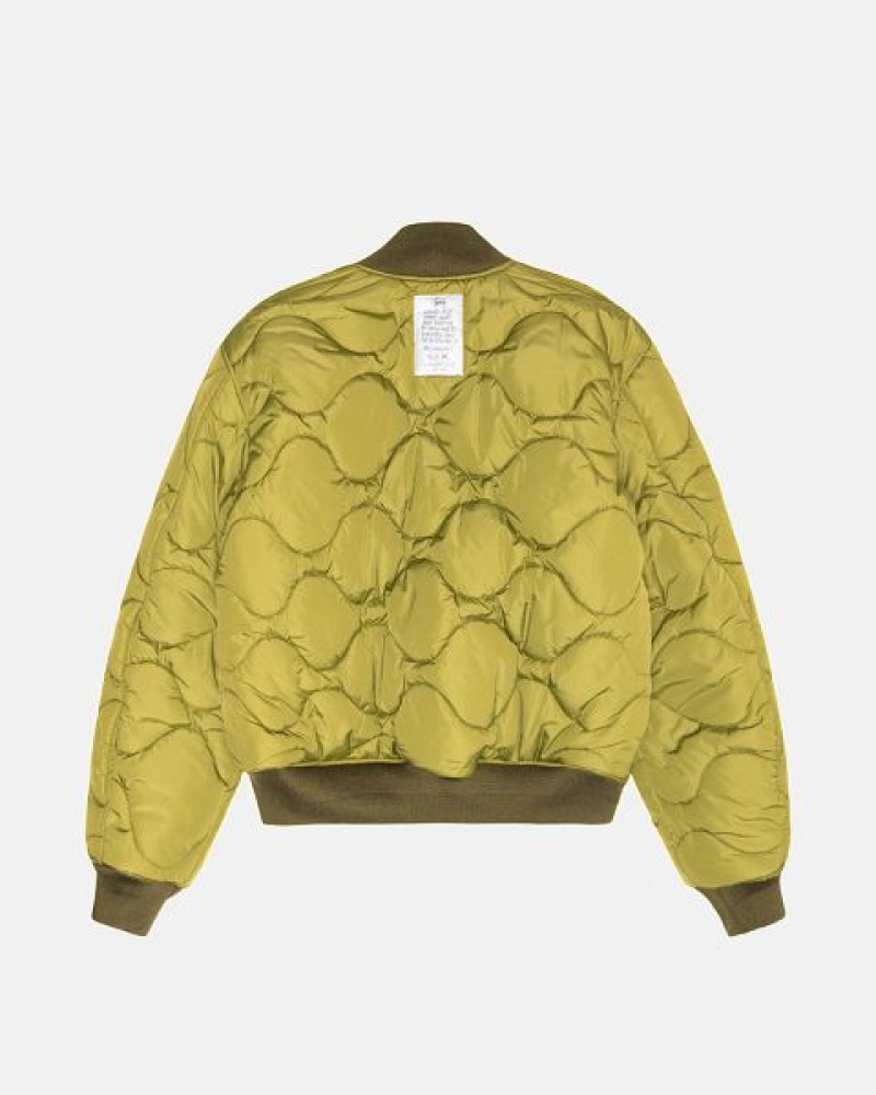 Olive Stussy Built Reversible Bomber Jackets | 8210OWRYV