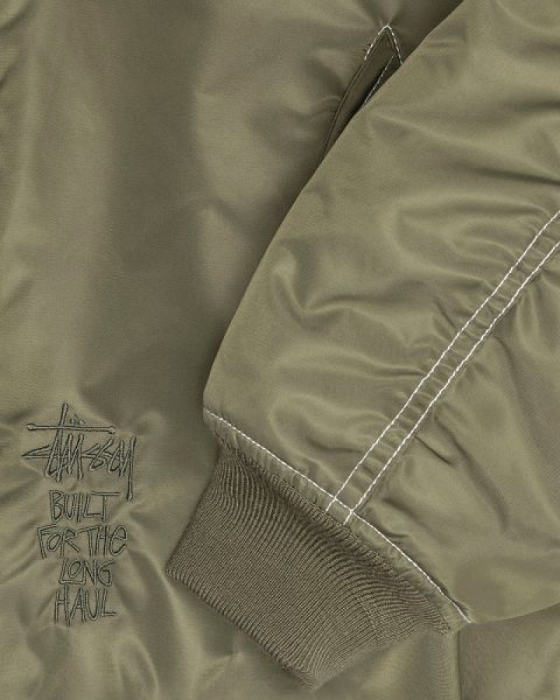 Olive Stussy Built Reversible Bomber Jackets | 8210OWRYV