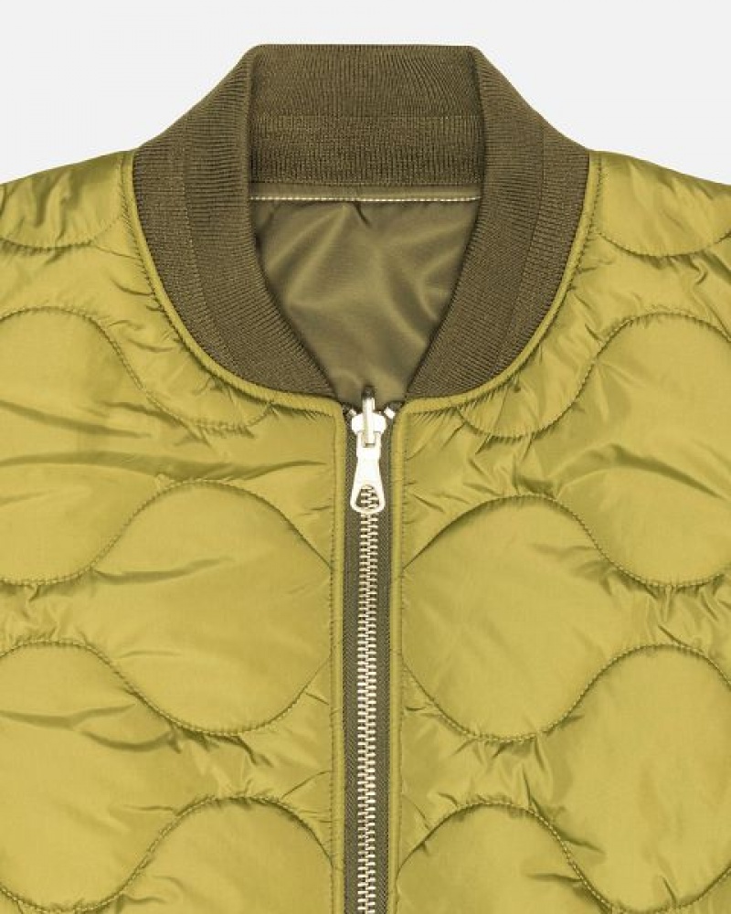 Olive Stussy Built Reversible Bomber Jackets | 8210OWRYV