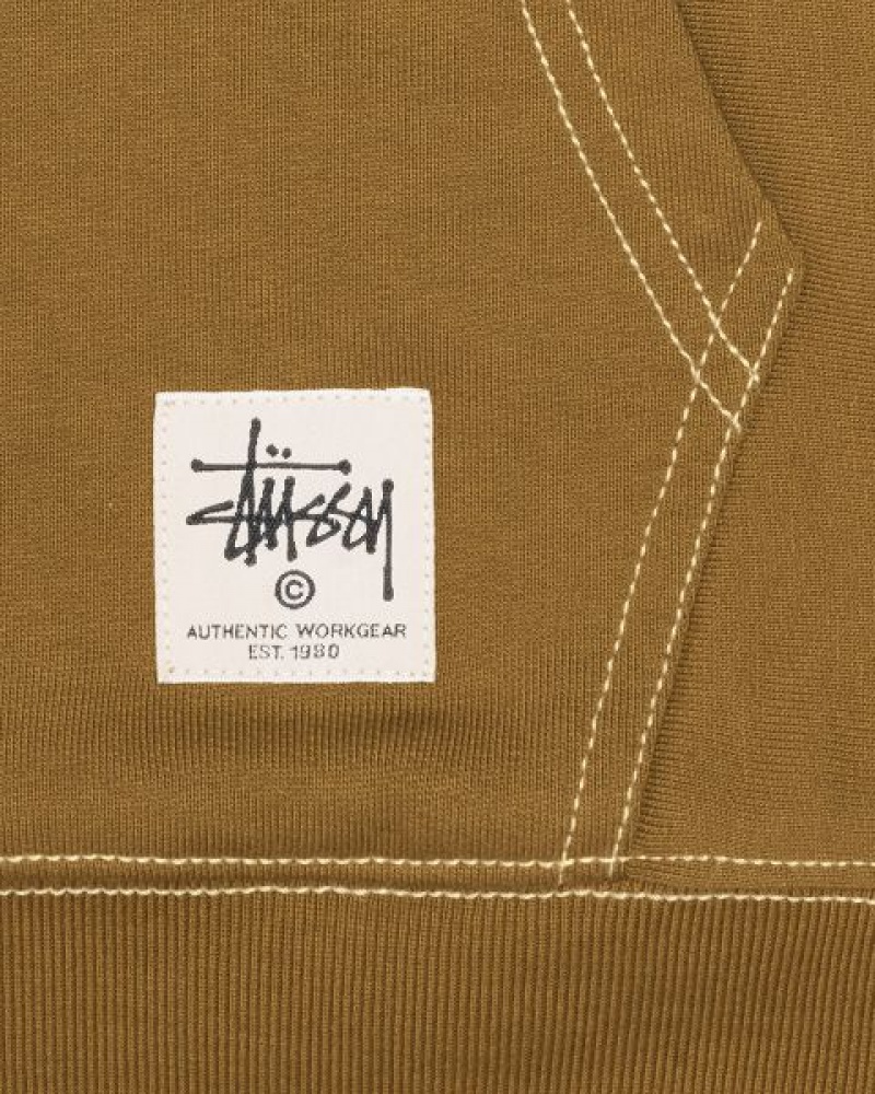 Olive Stussy Double Face Label Zip Hoodie | 7218AOKFE