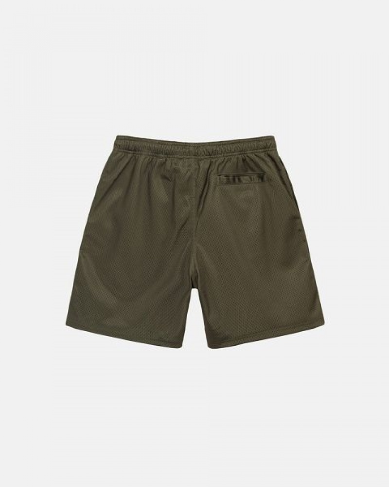 Olive Stussy Mesh Big Basic Shorts | 3792RDVME