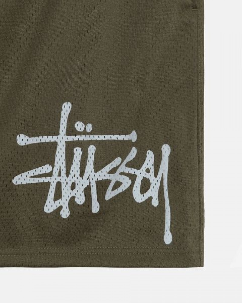 Olive Stussy Mesh Big Basic Shorts | 3792RDVME