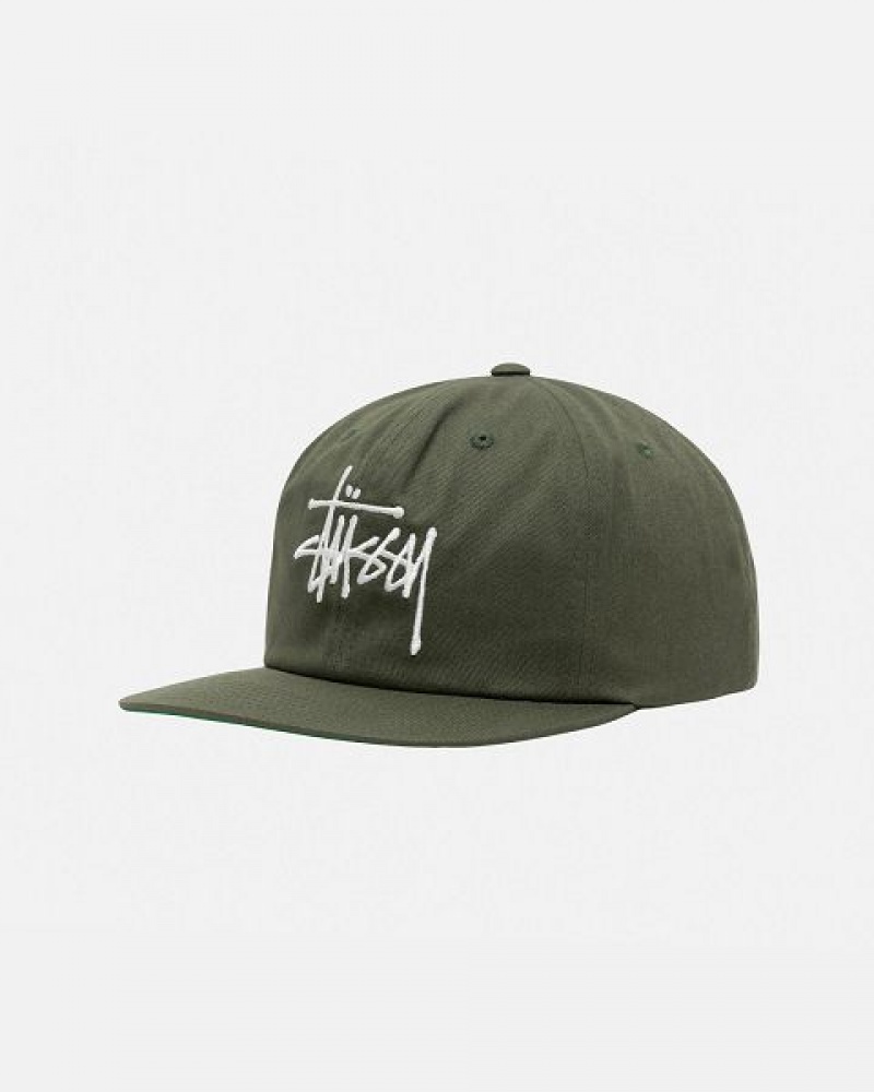 Olive Stussy Mid-depth Basic Strapback Caps | 9167BFAGJ