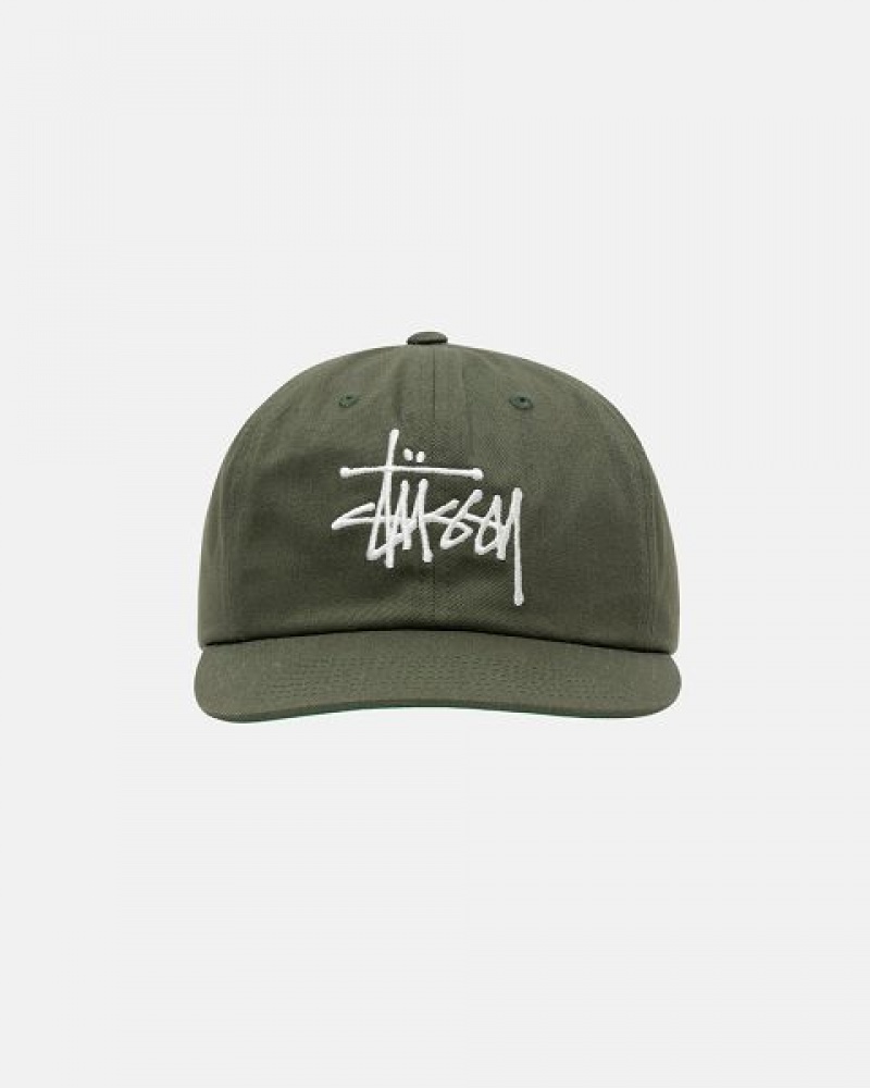 Olive Stussy Mid-depth Basic Strapback Caps | 9167BFAGJ