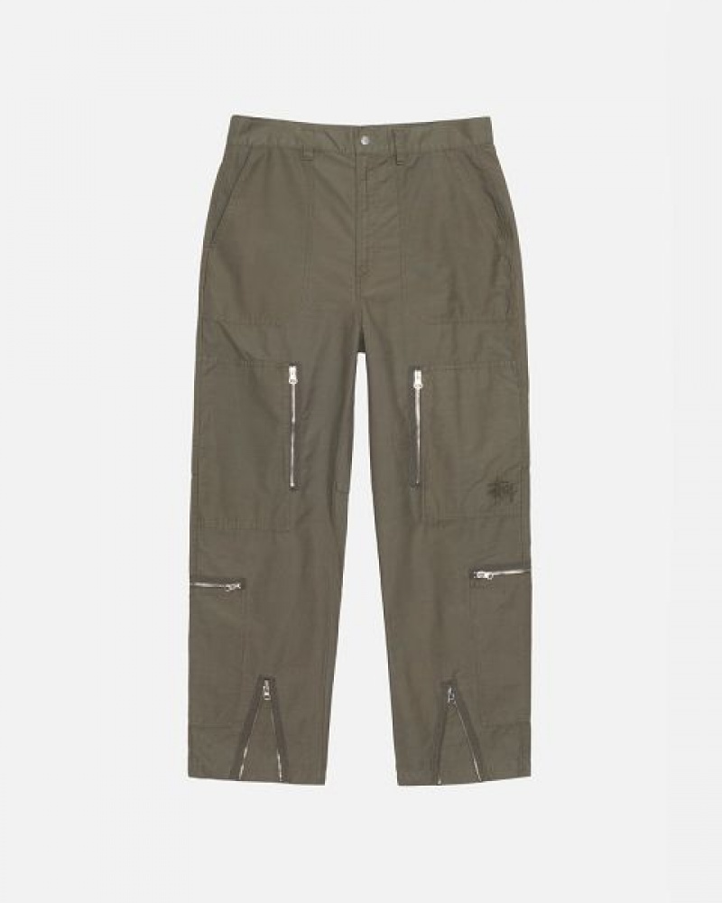 Olive Stussy Nyco Flight Pants | 2731NEKCI