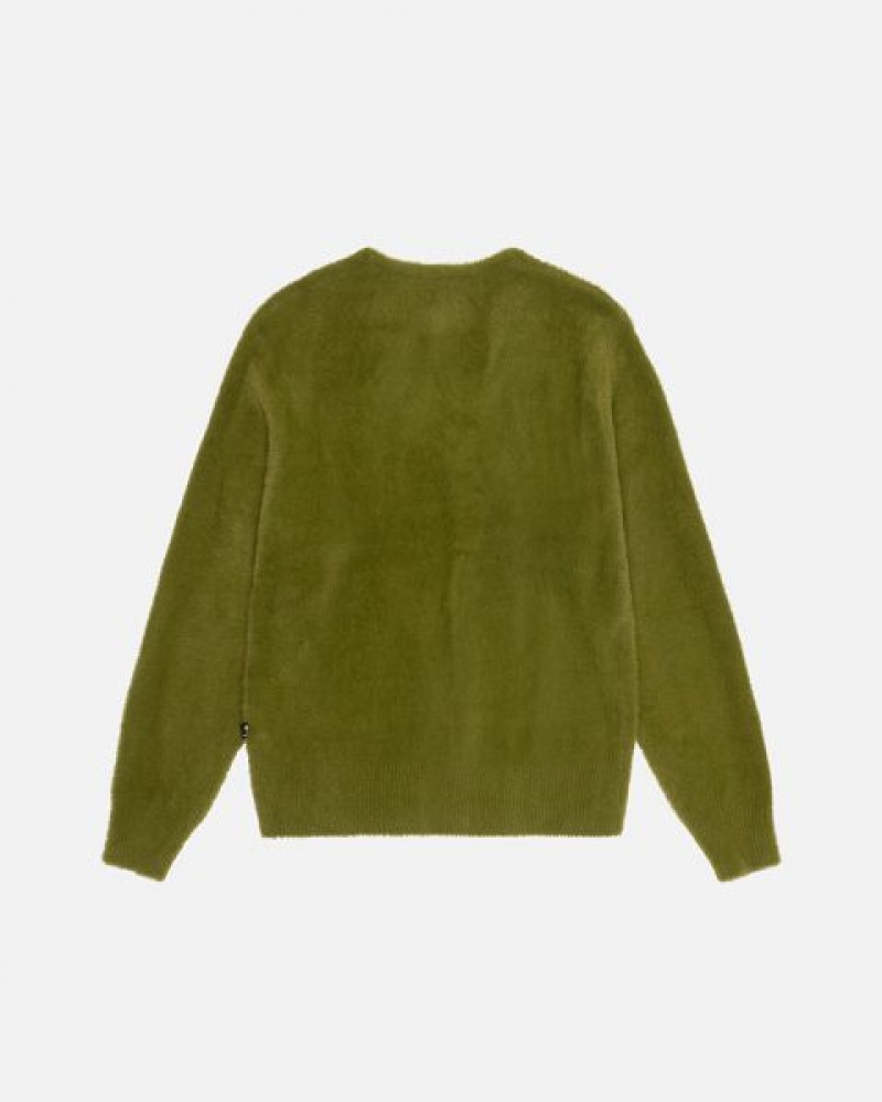 Olive Stussy Shaggy Cardigan | 7206IEUNS