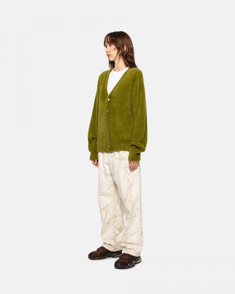 Olive Stussy Shaggy Cardigan | 7206IEUNS