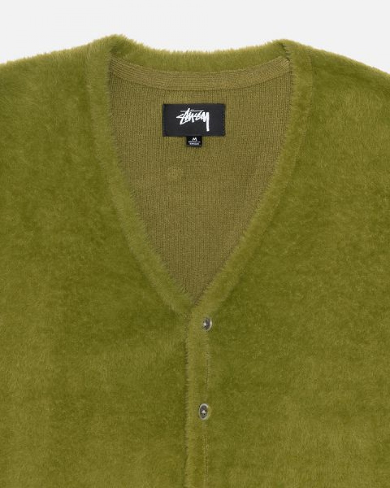 Olive Stussy Shaggy Cardigan | 7206IEUNS