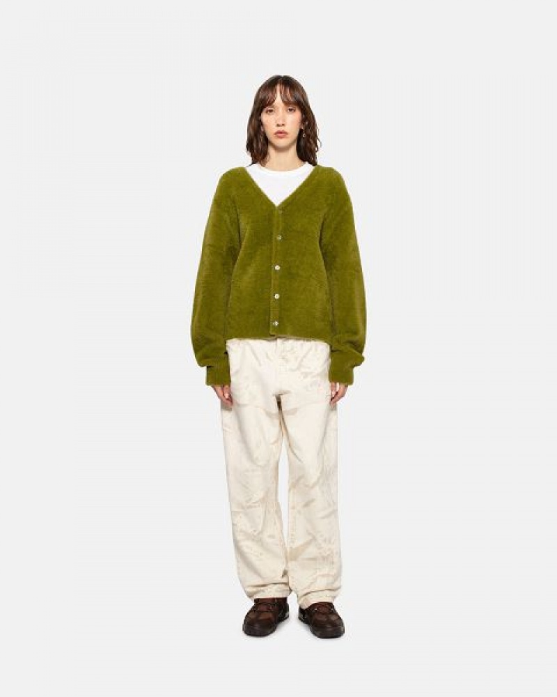 Olive Stussy Shaggy Cardigan | 7206IEUNS