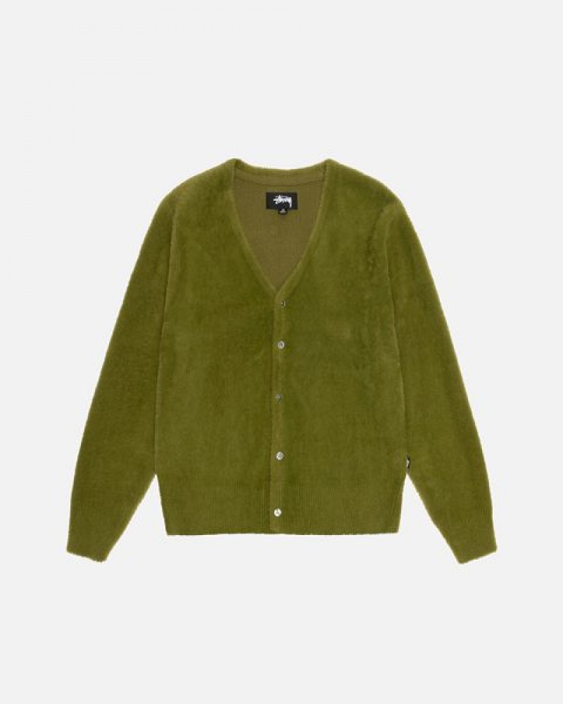 Olive Stussy Shaggy Cardigan | 7206IEUNS