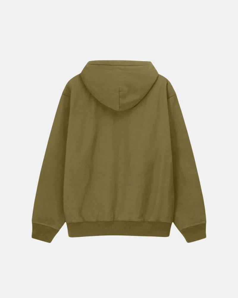 Olive Stussy Stock Logo Hoodie | 2183KHUAE