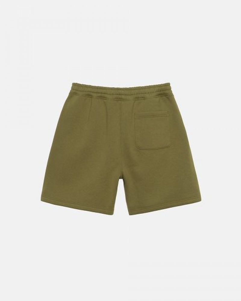 Olive Stussy Stock Logo Sweats Shorts | 7621GUIAR