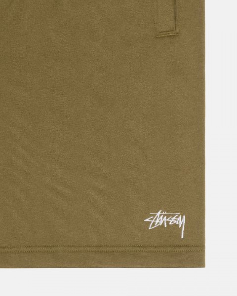 Olive Stussy Stock Logo Sweats Shorts | 7621GUIAR