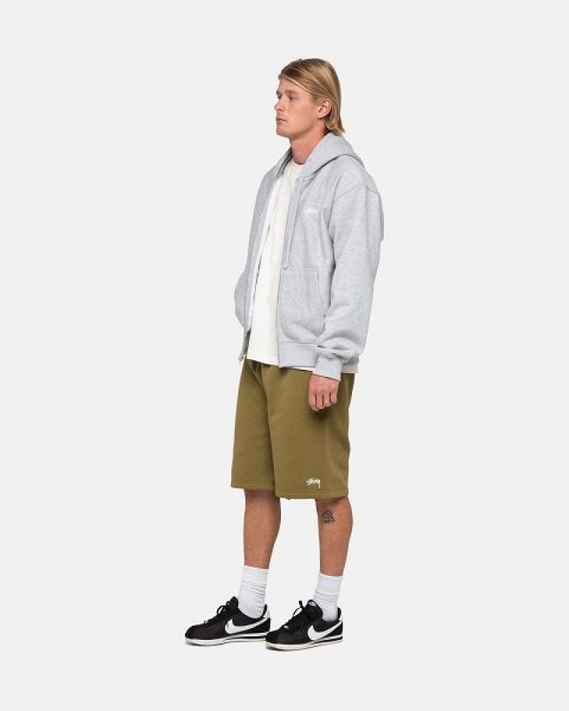 Olive Stussy Stock Logo Sweats Shorts | 7621GUIAR