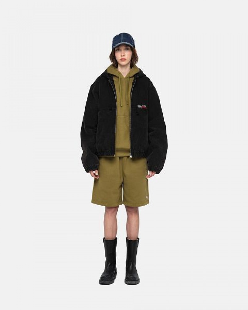 Olive Stussy Stock Logo Sweats Shorts | 7621GUIAR