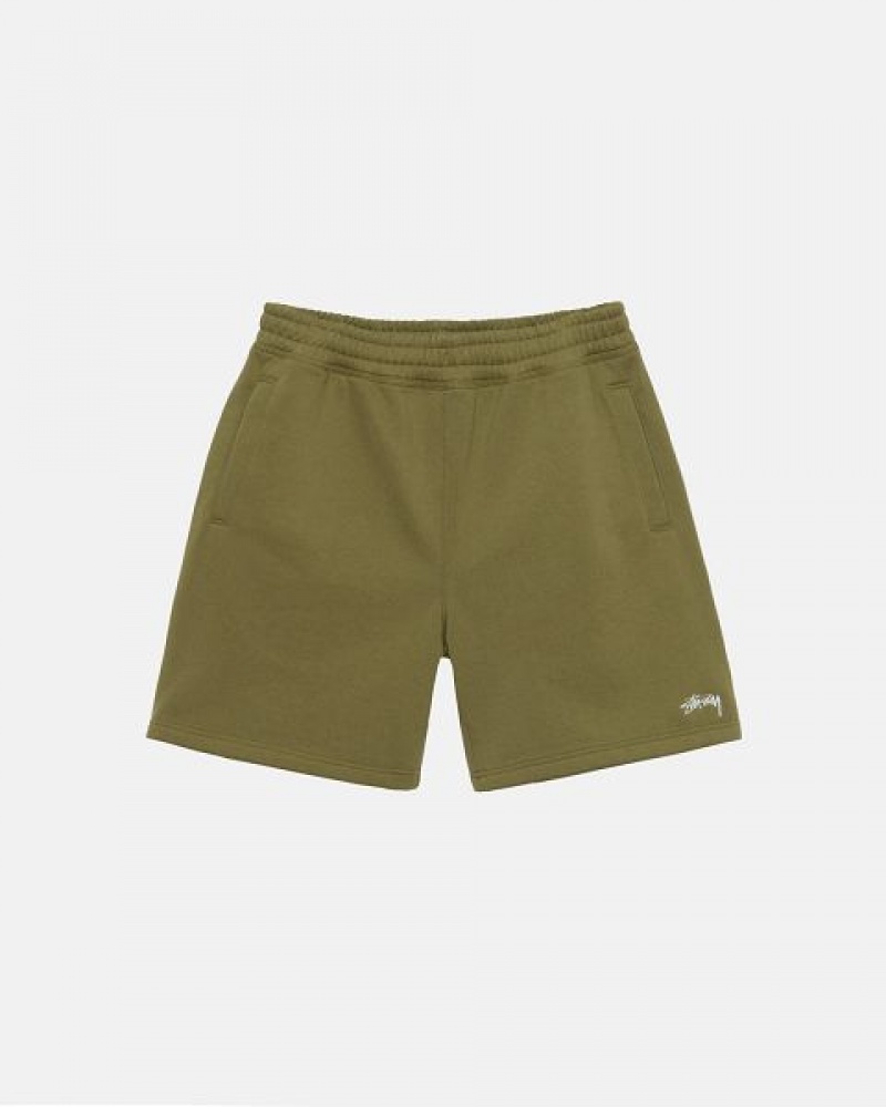 Olive Stussy Stock Logo Sweats Shorts | 7621GUIAR