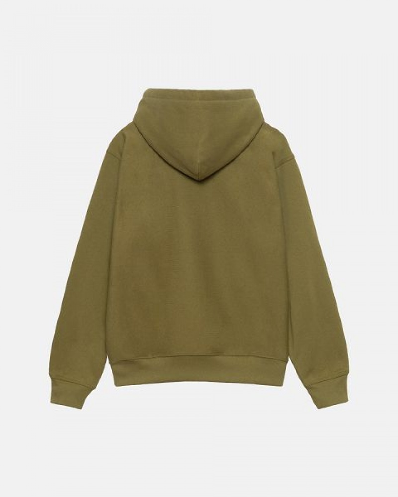 Olive Stussy Stock Logo Zip Hoodie | 3947UXDEF