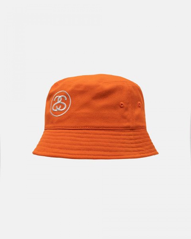 Orange Stussy Deep Bucket Ss Link Hats | 4385DOZQM