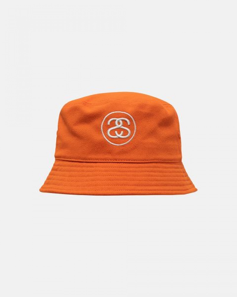 Orange Stussy Deep Bucket Ss Link Hats | 4385DOZQM