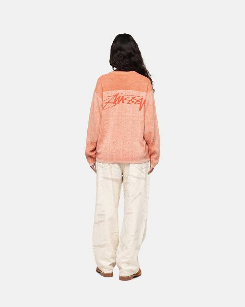 Orange Stussy Engineered Panel Sweaters | 0376XDSUJ