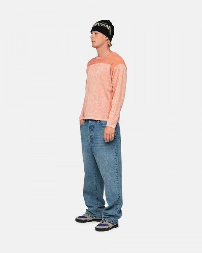 Orange Stussy Engineered Panel Sweaters | 0376XDSUJ