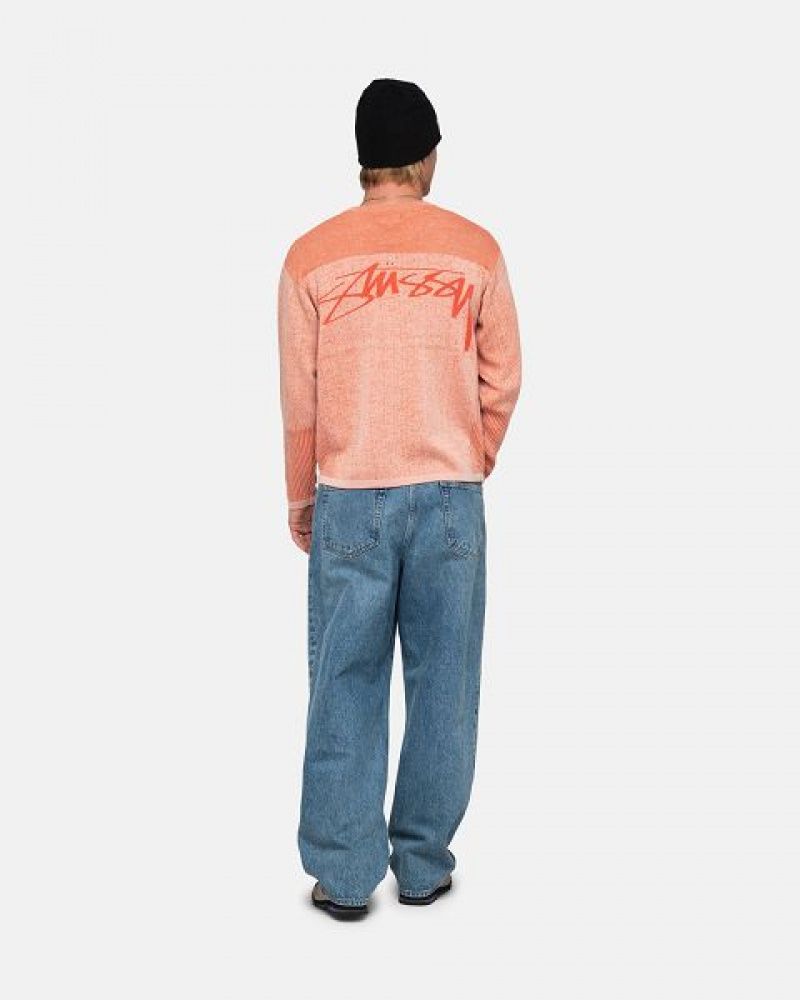 Orange Stussy Engineered Panel Sweaters | 0376XDSUJ