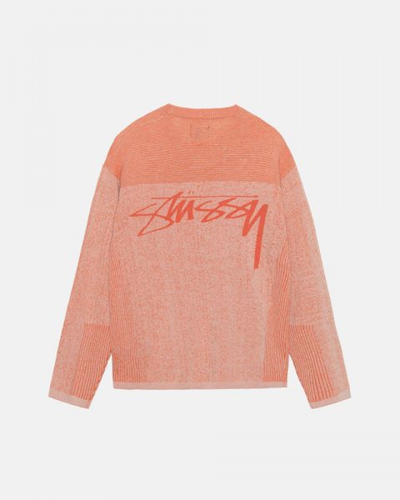 Orange Stussy Engineered Panel Sweaters | 0376XDSUJ