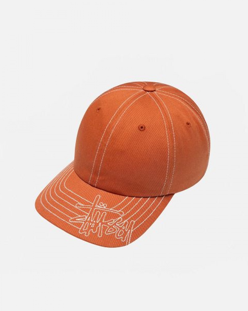 Orange Stussy Low Pro Basic Stitch Strapback Caps | 4760TWGCI