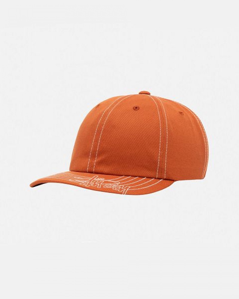 Orange Stussy Low Pro Basic Stitch Strapback Caps | 4760TWGCI