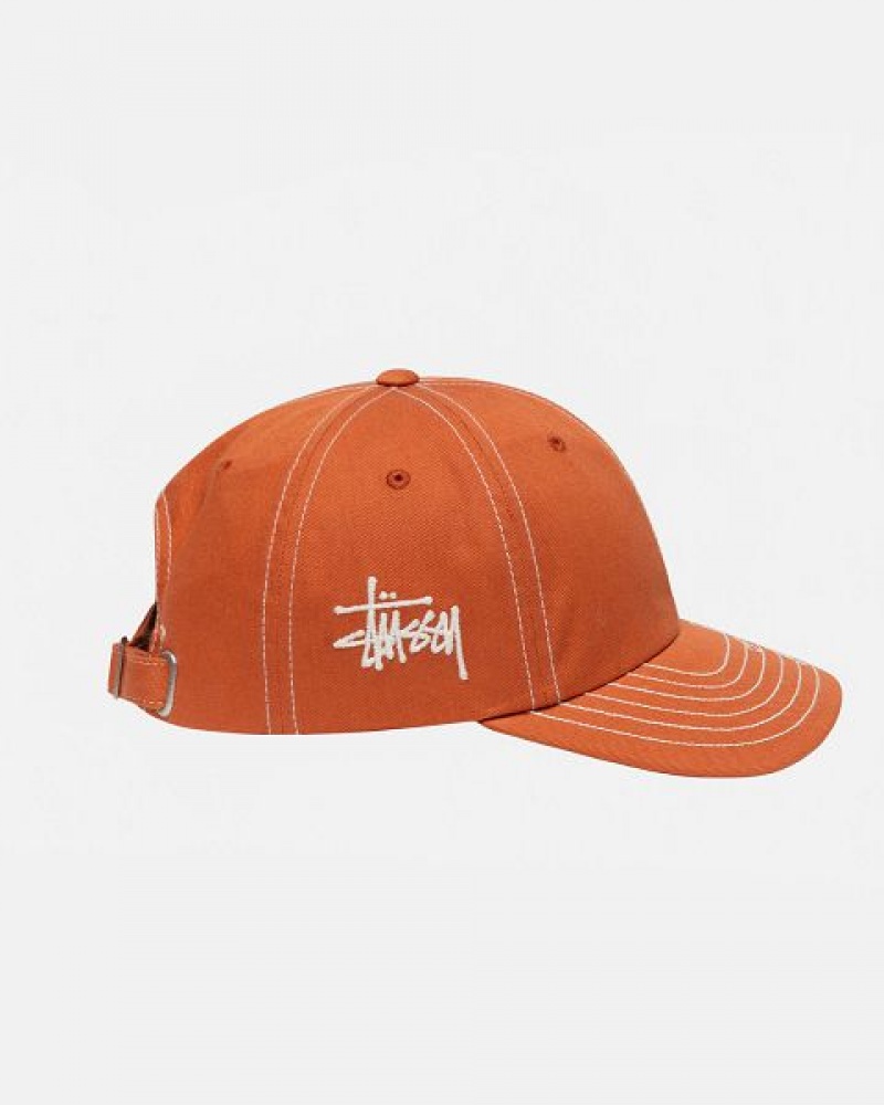 Orange Stussy Low Pro Basic Stitch Strapback Caps | 4760TWGCI