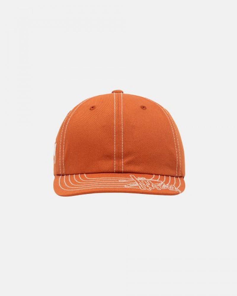 Orange Stussy Low Pro Basic Stitch Strapback Caps | 4760TWGCI